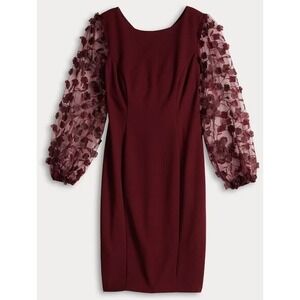 Women's Cocktail Dress Connected Apparel Scuba Crepe 3D Sleeve Sheath Dres Sz 16